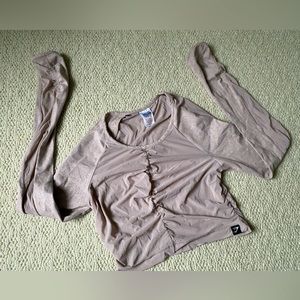 GYMSHARK Nude Long Sleeve Crop Top, Size M